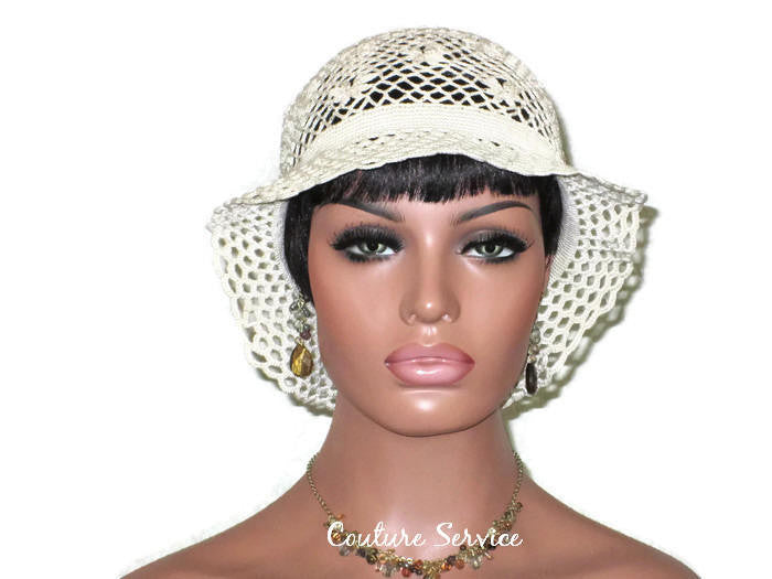 Handmade Crocheted Lace Brimmed Hat, Natural