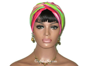 Handmade Striped Rayon Magenta Twist Turban, Pink - Couture Service  - 2