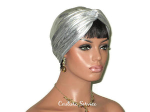 Handmade Leather Look Twist Turban, Liquid Silver - Couture Service  - 1
