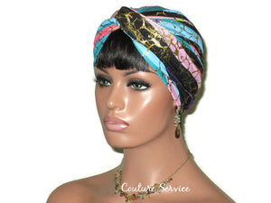 Handmade Metallic Gold Twist Turban, Pink Stripe - Couture Service  - 1