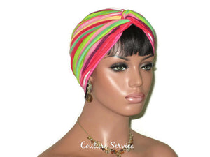 Handmade Striped Rayon Magenta Twist Turban, Pink - Couture Service  - 1