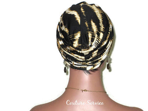 Handmade Gold Twist Turban, Black, Zebra Animal Print - Couture Service  - 4