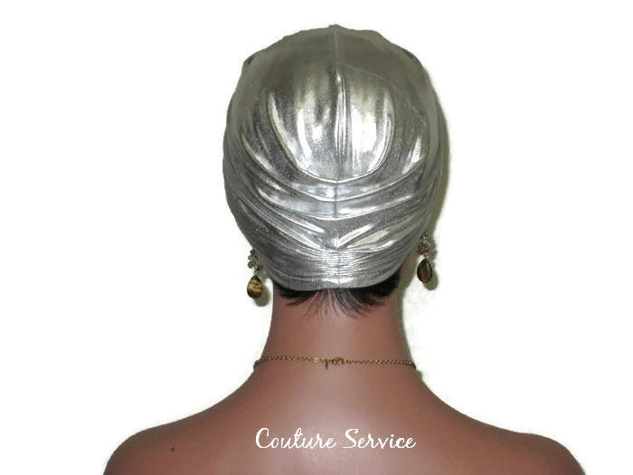 Handmade Leather Look Twist Turban, Liquid Silver - Couture Service  - 4