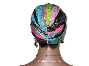 Handmade Metallic Gold Twist Turban, Pink Stripe - Couture Service  - 3