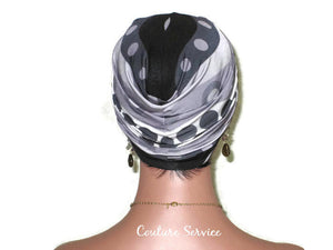 Handmade Grey Twist Turban, Striped, Polka Dot - Couture Service  - 3