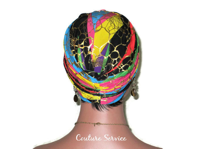 Handmade Metallic Gold Twist Turban, Rainbow Stripe - Couture Service  - 3