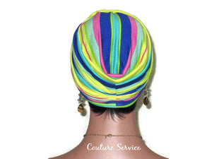 Handmade Striped Rayon Aqua Twist Turban, Yellow, - Couture Service  - 3