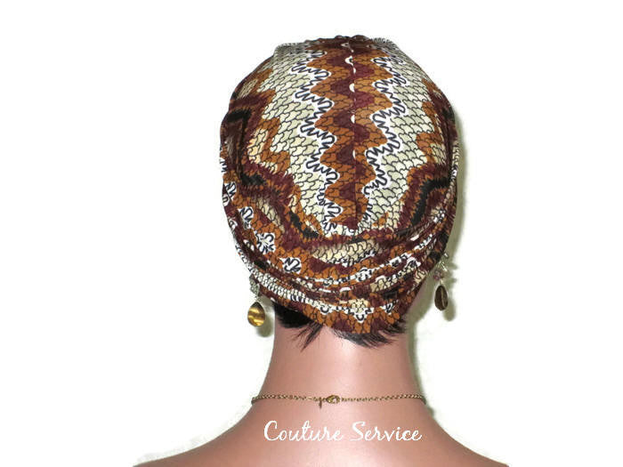 Handmade Brown Twist Turban, Aztec, Cream - Couture Service  - 3