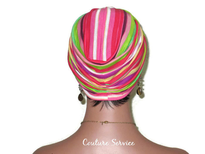 Handmade Striped Rayon Magenta Twist Turban, Pink - Couture Service  - 3