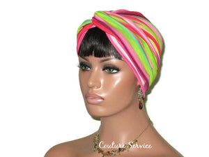 Handmade Striped Rayon Magenta Twist Turban, Pink - Couture Service  - 4