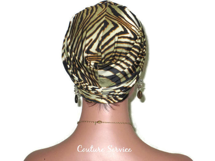 Handmade Olive Twist Turban, Black, Zebra Animal Print - Couture Service  - 3