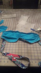 Handmade Blue Paisley Print Bikini Swimwear
