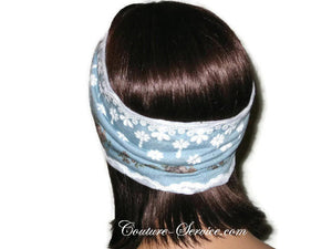 Handmade Blue Bandeau Headband Turban, Lace, Rayon - Couture Service  - 3