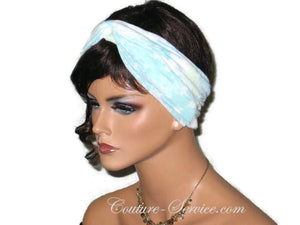 Handmade Blue Bandeau Headband Turban, Light Blue, Rayon Burnout - Couture Service  - 4