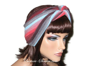 Handmade Red Stripe Bandeau Headband Turban, Terrycloth - Couture Service  - 4