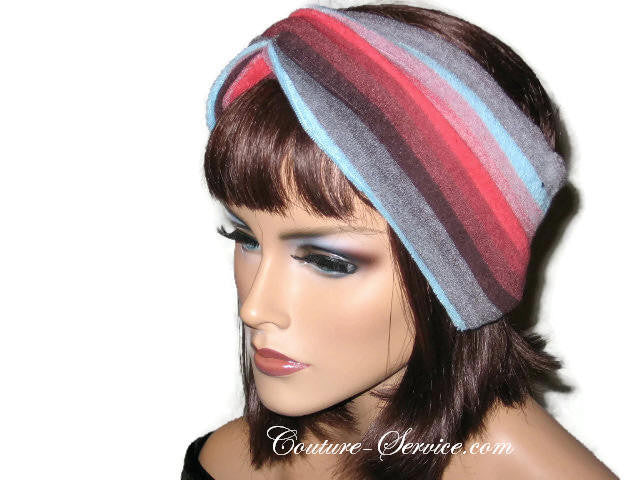 Handmade Red Stripe Bandeau Headband Turban, Terrycloth - Couture Service  - 2