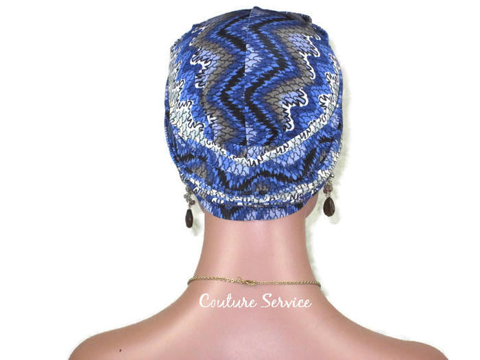 Handmade Blue Twist Turban, Aztec, Cream