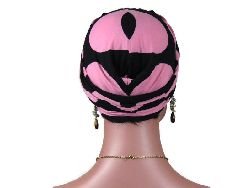 Handmade Pink & Black Twist Turban, Abstract
