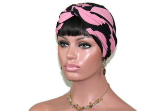Handmade Pink & Black Twist Turban, Abstract