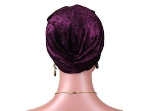 Handmade Purple Twist Turban, Burgundy, Velour