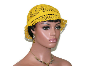 Handmade Crocheted Lace Brimmed Hat, Gold Dust