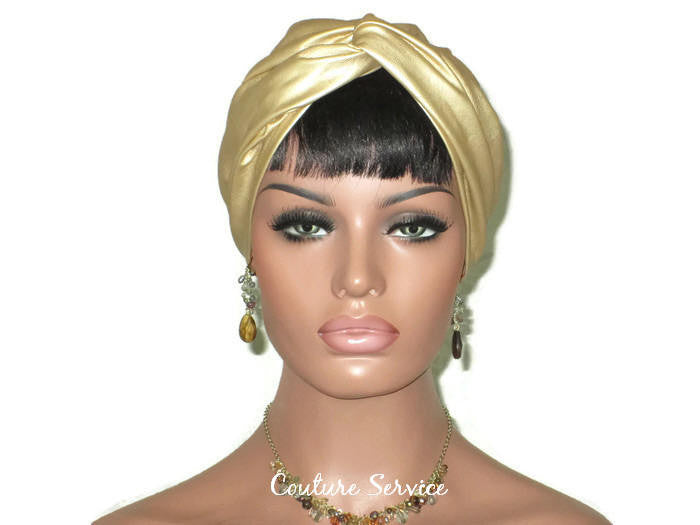 Handmade Leather Turban, Gold Metallic, Light Gold - Couture Service  - 1