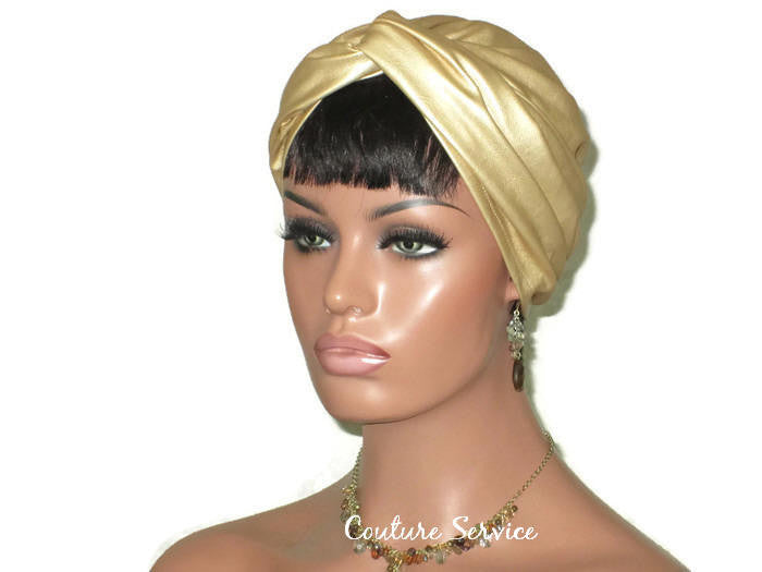 Handmade Leather Turban, Gold Metallic, Light Gold - Couture Service  - 3