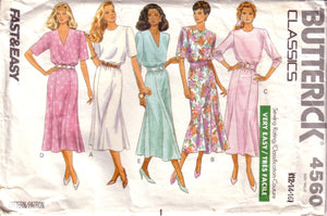 Vintage Fast & Easy Butterick Classics 4560, Pullover Dress, Size 12, 14, 16