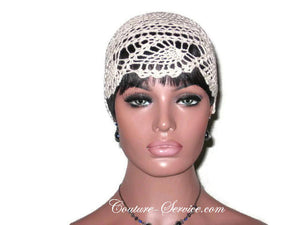 Handmade Pineapple Lace Cloche, Plus Size, Natural, White - Couture Service  - 4