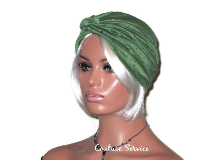Handmade Holographic Sequined Twist Turban Sage Green - Couture Service  - 1
