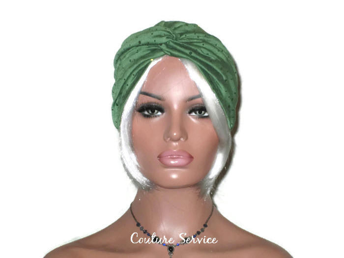 Handmade Holographic Sequined Twist Turban Sage Green - Couture Service  - 2