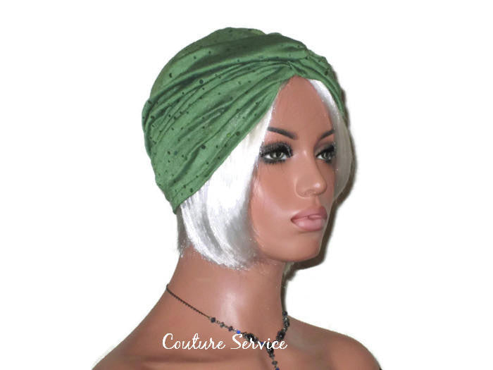 Handmade Holographic Sequined Twist Turban Sage Green - Couture Service  - 3