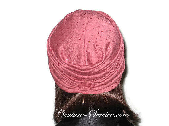 Handmade Holographic Sequined Twist Turban Terracotta - Couture Service  - 3