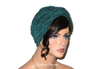 Handmade Teal Green Twist Turban, Crinkled Rayon