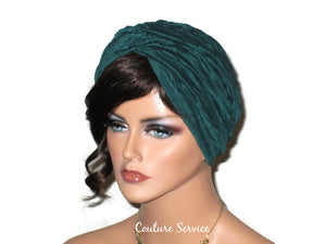 Handmade Teal Green Twist Turban, Crinkled Rayon