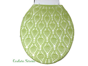 Handmade Crocheted Toilet Tank & Lid Cover, Lime Green