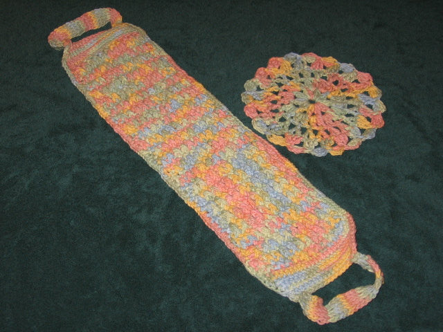 Handmade Crocheted Natural or Peach Back Scrubber - Couture Service  - 2