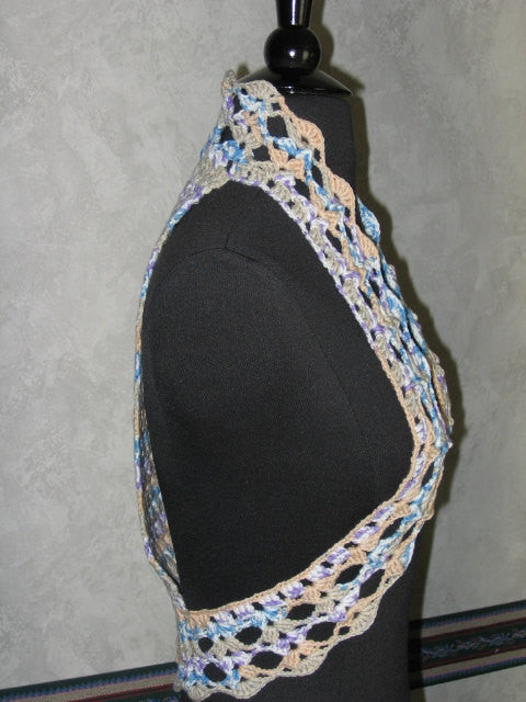 Handmade Crocheted Bolero, Blue, Peach, Variegate - Couture Service  - 3