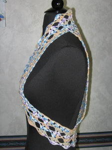 Handmade Crocheted Bolero, Blue, Peach, Variegate - Couture Service  - 5
