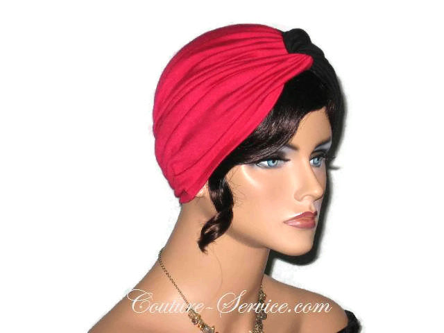 Handmade Red & Black Twist Turban, Rayon - Couture Service  - 4