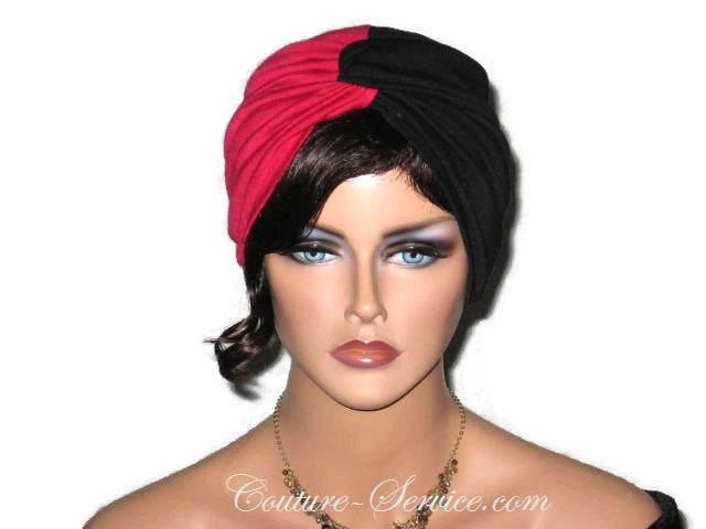 Handmade Red & Black Twist Turban, Rayon - Couture Service  - 1