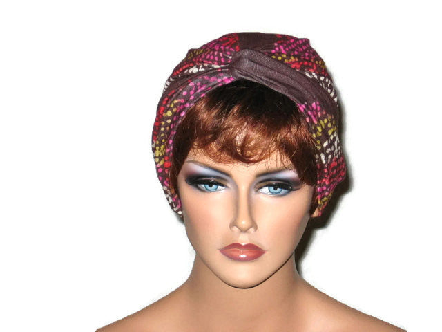 Handmade Brown Twist Turban, Abstract, Pink - Couture Service  - 1