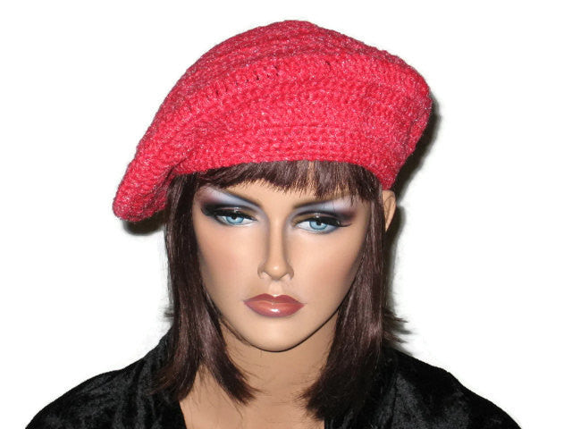 Slouch Beret Hand Crocheted -Green, Pink, Blue, Brown, or Off White - Couture Service  - 5