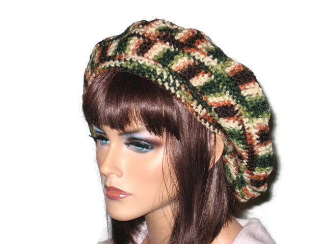 Slouch Beret Hand Crocheted -Green, Pink, Blue, Brown, or Off White - Couture Service  - 4