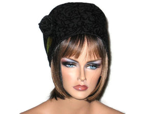 Handmade Black Lined Cloche Hat Jacquard - Couture Service  - 1