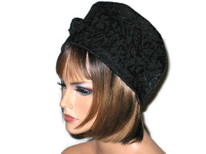 Handmade Black Lined Cloche Hat Jacquard - Couture Service  - 4