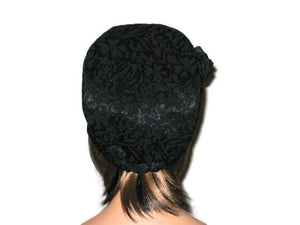 Handmade Black Lined Cloche Hat Jacquard - Couture Service  - 3