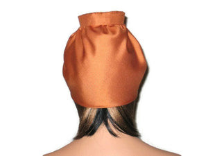 Handmade Burnt Orange Silk Turban, with Silk Floral Pin - Couture Service  - 3