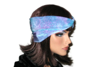 Handmade Blue Bandeau Headband Turban, Abstract, Teal - Couture Service  - 4