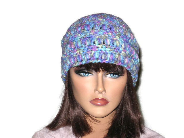 Handmade Crocheted Cloche, Blue, Pink, Green, Brown - Couture Service  - 2